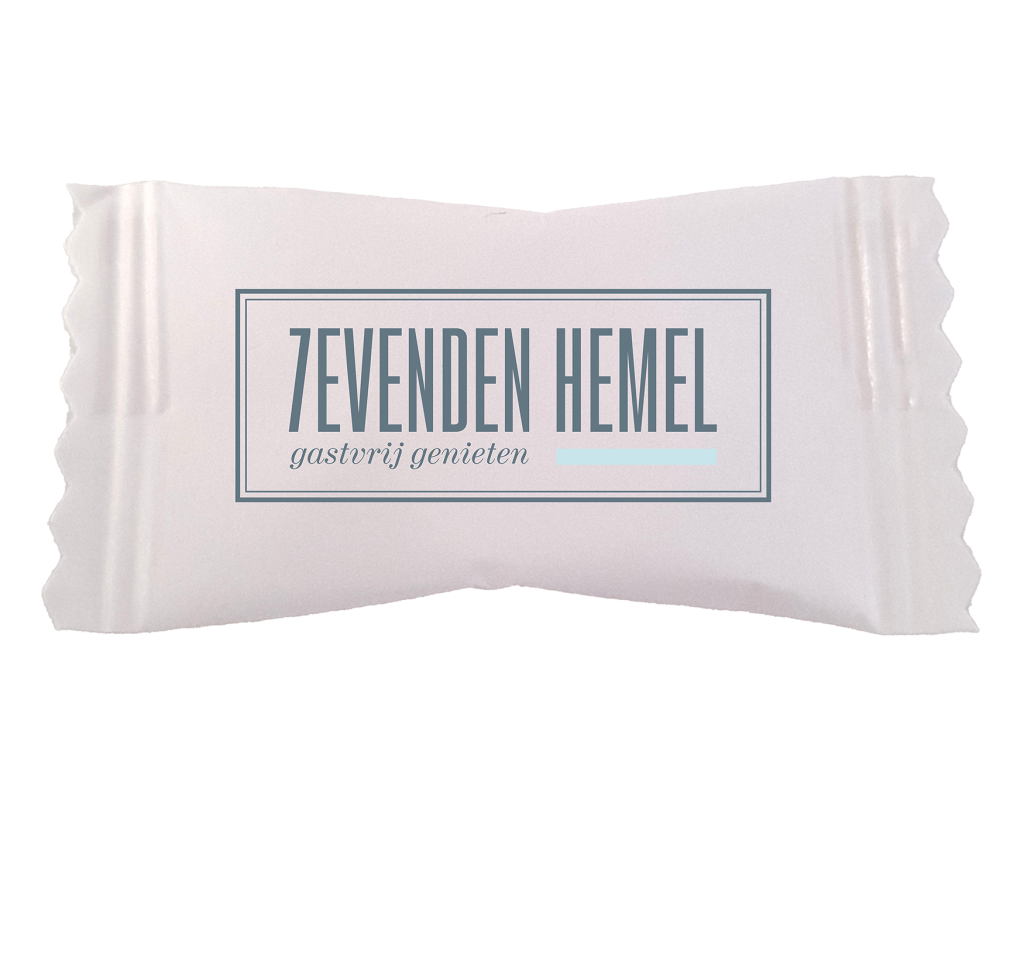 Papieren flowpack met 1 pepermunttablet