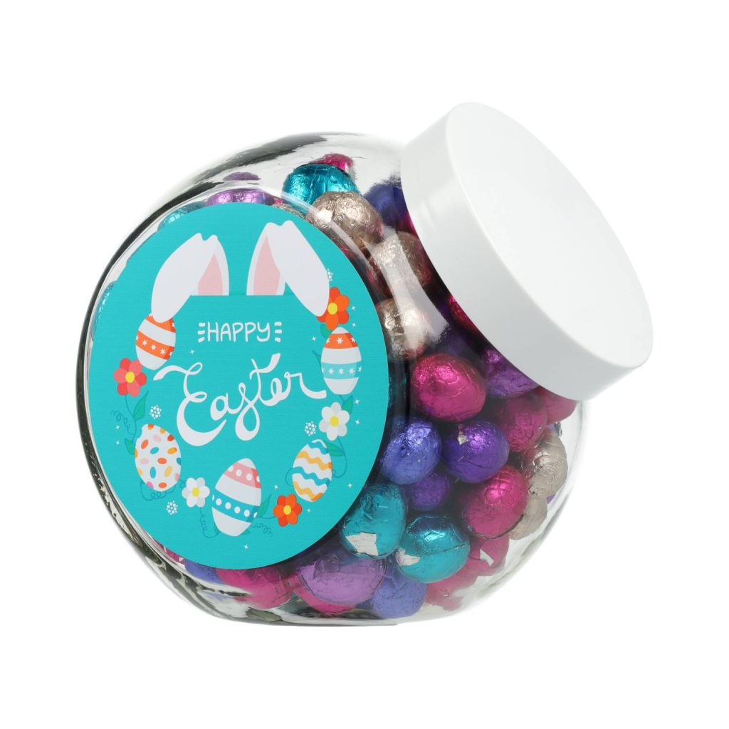 Maxi glazen bokaal met paaseitjes