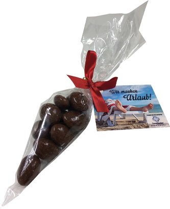 Puntzakje met chocolade koffieboontjes