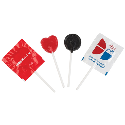 Kleine ronde of hartvormige platte lolly