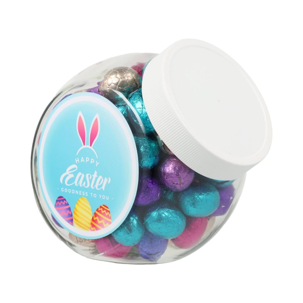 Medium glazen bokaal met paaseitjes