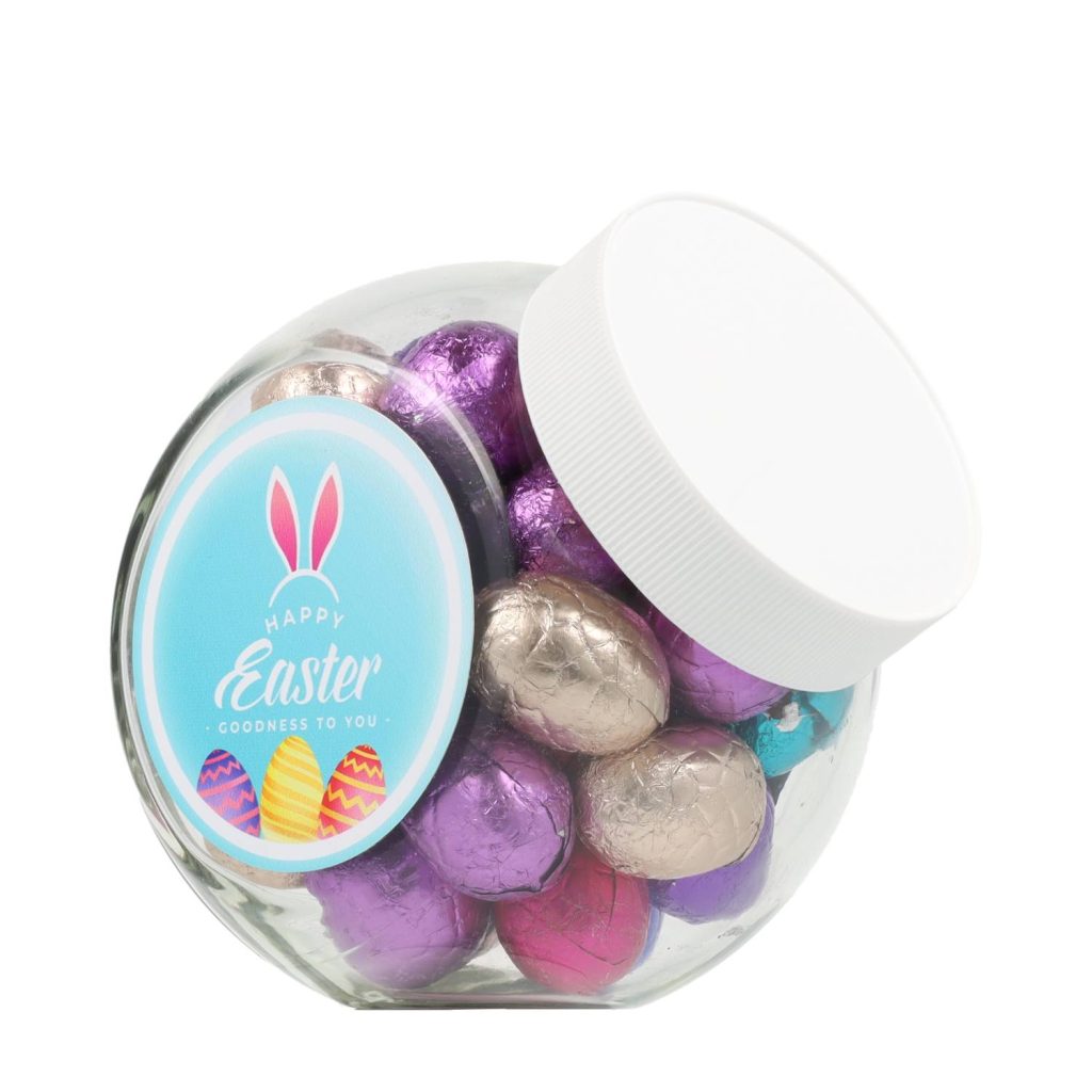 Mini glazen bokaal met paaseitjes