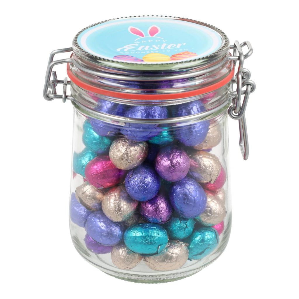 Ronde weckpot met Paaseitjes / Paasschuimpjes